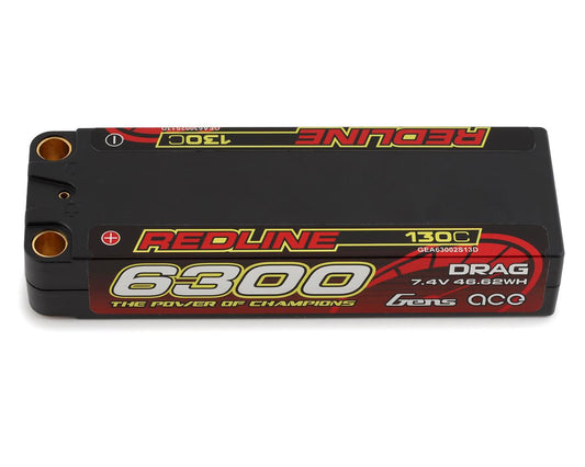 Gens Ace Redline "Drag" 2S 130C LiPo Battery Pack w/8mm Bullets (7.4V/6300mAh) GEA63002S13D