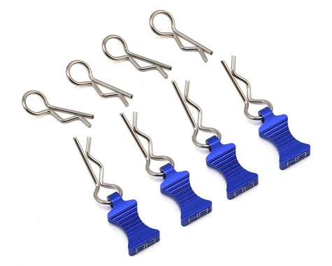 Hot Racing 1/10 Aluminum EZ Pulls w/Body Clips (Blue) (4) AC03EZ06