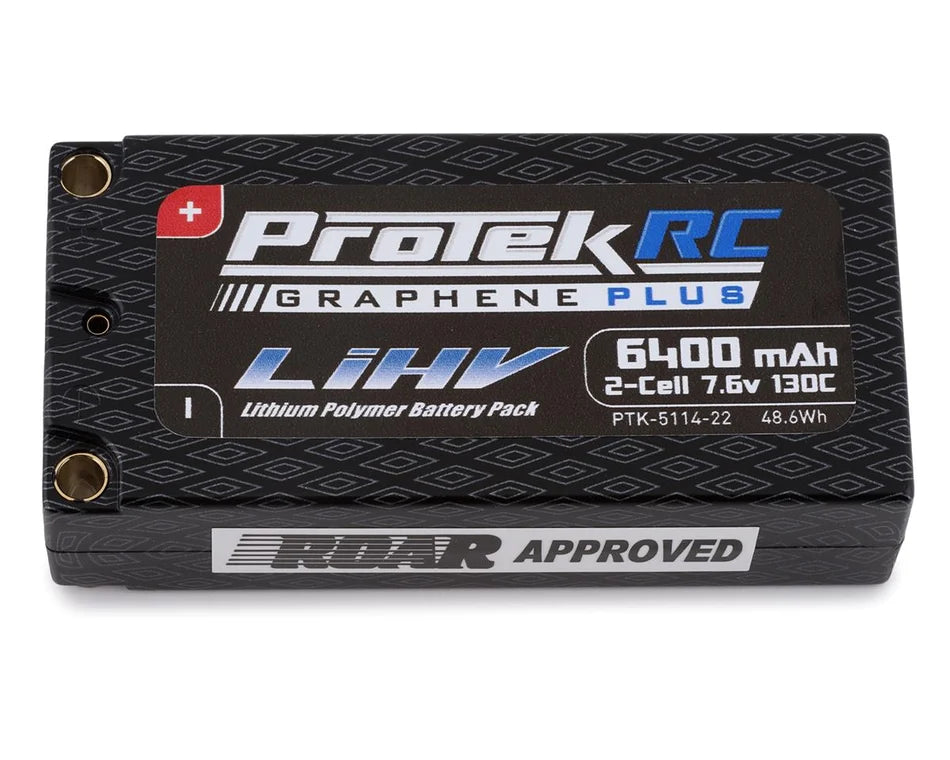 ProTek RC 2S 130C Low IR Si-Graphene + HV Shorty LiPo Battery (7.6V/6400mAh) w/5mm Connectors (ROAR Approved)  PTK-5114-22