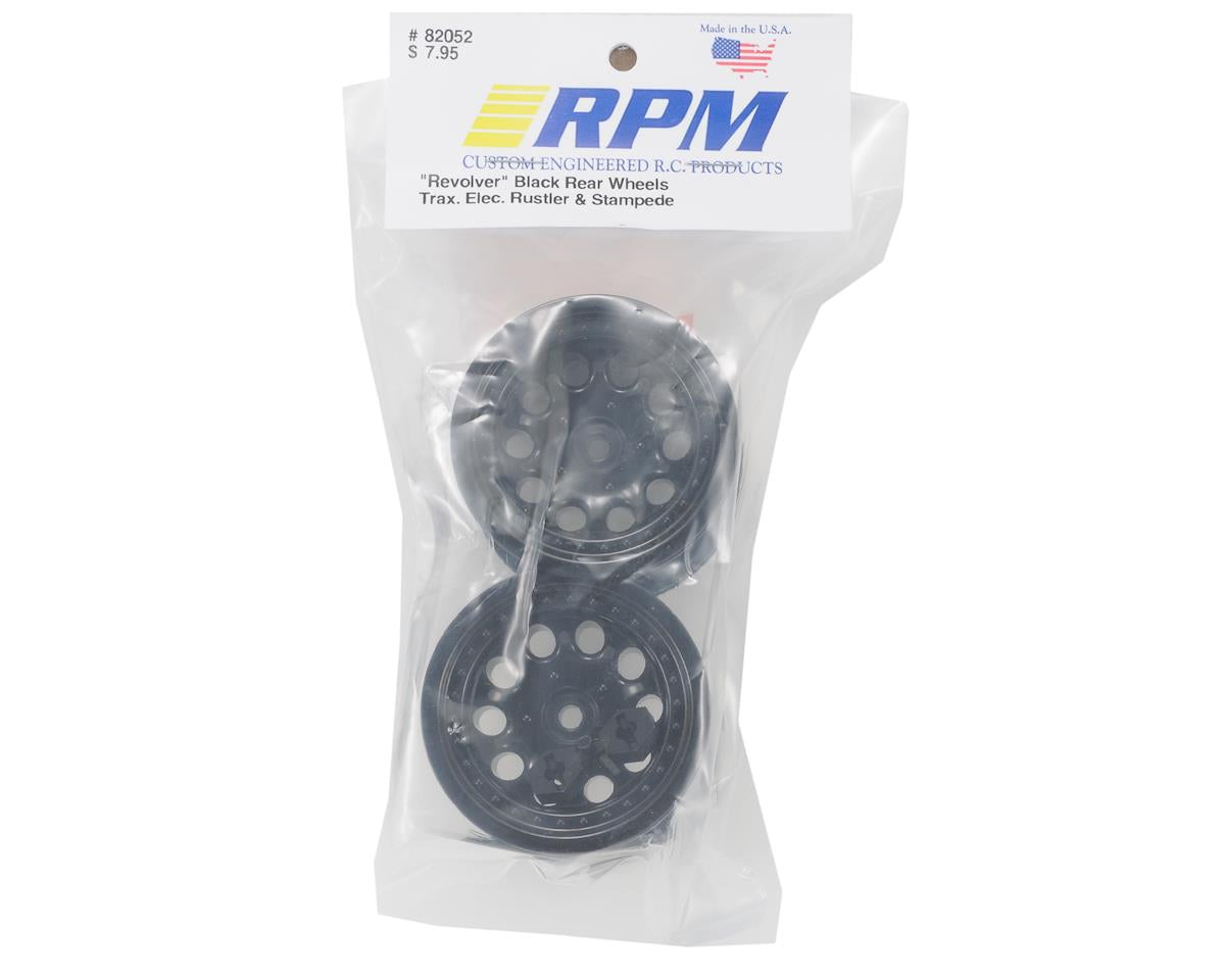 RPM 12mm Hex "Revolver 10 Hole" Traxxas Electric Rear Wheels (2) (Black) 82052