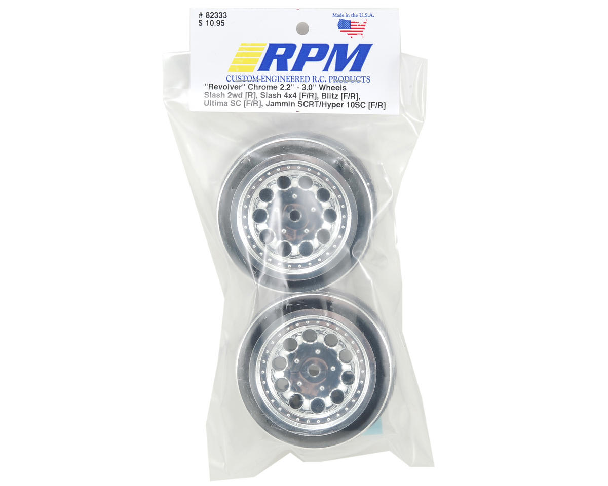 RPM 12mm Spline Drive "Revolver" Short Course Wheels (Chrome) (2) (Slash Rear) rpm82333