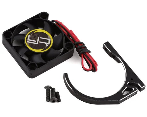 Yeah Racing 1/8 Aluminum Fan Mount Clamp w/40mm Cooling Fans (Black) YA-0581BK